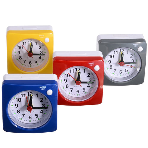 New Portable Silent Non Ticking Plastic Alarm Clock Student Travel Desk Beside LED Light Sweep Alarm Clock with Snooze Function