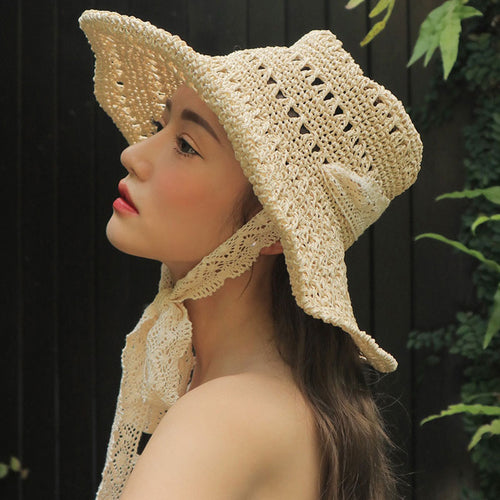 Women Straw Hats  Big Brim Collapsible Hats