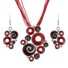 ZOSHI Geometry Circle Pendant Necklace Earring Sets Multilayer Leather Necklace Earrings Wholesale Wedding Costume Jewelry Set