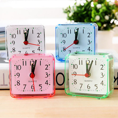 Bedside Mini Alarm Clocks Cute Portable Student Convenience Alarm Clock Square Small Bed Compact Travel Quartz Beep Alarm Clock