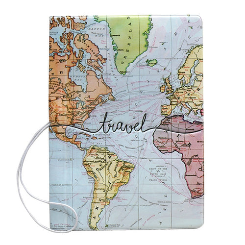 Creative World Map Passport Cover Wallet Bag Letter Men Women Pu Leather Id Address Holder Portable Boarding Travel Accessories