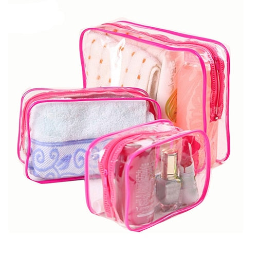 Buy Kuber Industries Large Size Crystal Clear Plastic Cosmetic Bags Travel PVC  Vinyl Toiletry Bag, Zipper Large Transparent Waterproof Make-Up Case  Organizer Bag (Pink) Online at Best Prices in India - JioMart.