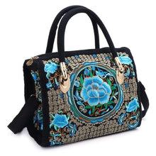 New Arrive Women Floral Embroidered Handbag Ethnic Boho Canvas Shopping Tote Zipper Bag