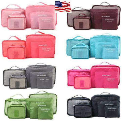 6pcs Travel Bags Waterproof Clothes Storage Luggage Organizer Pouch Packing Cube