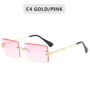 Retro Sunglasses Women Brand Designer Fashion Rimless Gradient Sun Glasses Shades Cutting Lens Ladies Frameless Eyeglasses