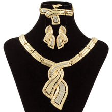 Fashion African Dubai Gold Jewelry Nigerian Crystal Necklace Hoop Earrings Women Italian Bridal Jewelry Sets Wedding Accessories