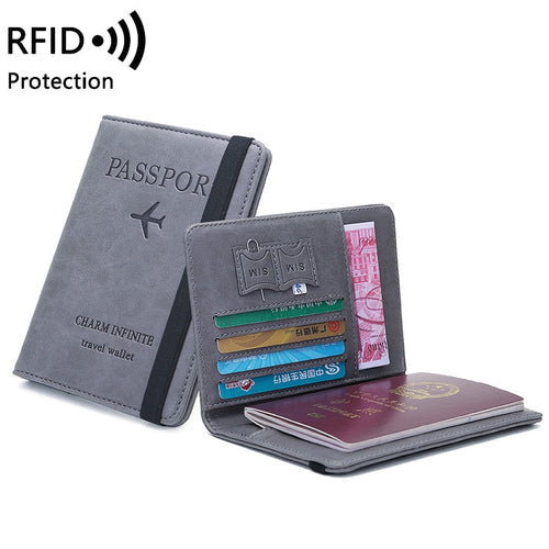 Women Men RFID Vintage Business Passport Covers Holder Multi-Function ID Bank Card PU Leather Wallet Case Travel Accessories