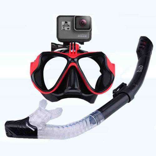 Snorkeling Mask Snorkel Tube Set Diving Mask Anti-Fog Swimming Diving Goggles Snorkel Tube For GoPro Underwater Sports Camera