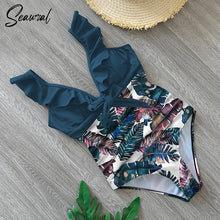 Sexy New Ruffle One Piece Swimsuit Off The Shoulder Swimwear Women Swimsuit Deep-V Bathing Suits Beach Wear Swim Suit