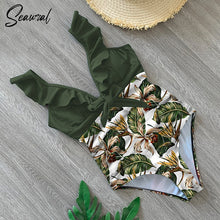 Sexy New Ruffle One Piece Swimsuit Off The Shoulder Swimwear Women Swimsuit Deep-V Bathing Suits Beach Wear Swim Suit