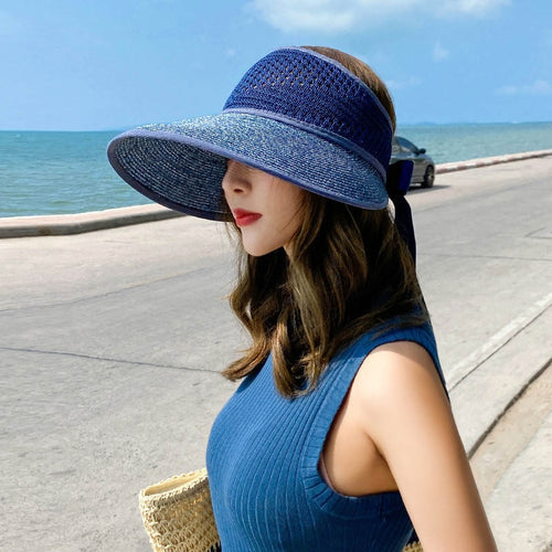 Sun Protection Visor Hat Women New 2020 Collapsible Summer Straw Hats Beach Cap Bow Chapeu feminino gorra mujer Sunhat