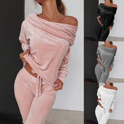 Two Piece Sportswear Women Casaul Sweatshirt Long Sleeve Sweatpants Running Jogging Set Plus Size