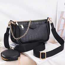 Fashion Crocodile Pattern Women's Shoulder Bag Designer 3 Pcs/Set Chain Crossbody Messenger Bags Lady Alligator Wide Strap Purse