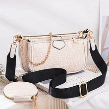 Fashion Crocodile Pattern Women's Shoulder Bag Designer 3 Pcs/Set Chain Crossbody Messenger Bags Lady Alligator Wide Strap Purse