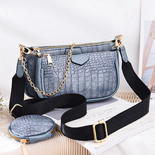 Fashion Crocodile Pattern Women's Shoulder Bag Designer 3 Pcs/Set Chain Crossbody Messenger Bags Lady Alligator Wide Strap Purse