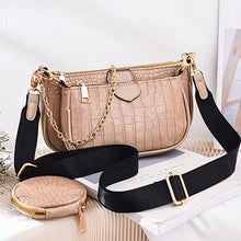 Fashion Crocodile Pattern Women's Shoulder Bag Designer 3 Pcs/Set Chain Crossbody Messenger Bags Lady Alligator Wide Strap Purse