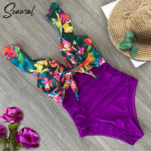 Sexy New Ruffle One Piece Swimsuit Off The Shoulder Swimwear Women Swimsuit Deep-V Bathing Suits Beach Wear Swim Suit