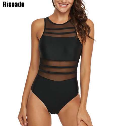 Riseado Black Mesh One Piece Swimsuit