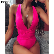 Sexy Plunging Swimsuit One Piece High Cut Swimwear