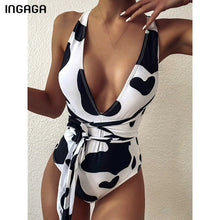 Sexy Plunging Swimsuit One Piece High Cut Swimwear