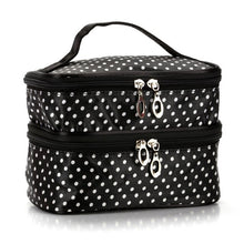 Cosmetic Bag Women'S Out Bag Travel Skin Small Wave Dot Fashion Handbag Double Layer Small Dot Cosmetic Handbags Storage Bags