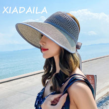 Sun Protection Visor Hat Women New 2020 Collapsible Summer Straw Hats Beach Cap Bow Chapeu feminino gorra mujer Sunhat