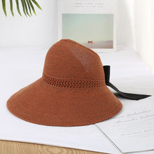 Collapsible bow sun hat holiday Beach hat sun sun hat with large brim sun straw hat