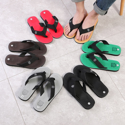 Men Summer Flip Flops Beach Sandals Anti-slip Casual Flat Shoes High Quality Slippers