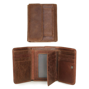 RFID Wallet Antitheft Scanning Leather Hasp Leisure Men's Slim Mini Case Credit Card Trifold Purse