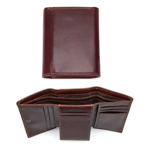 RFID Wallet Antitheft Scanning Leather Hasp Leisure Men's Slim Mini Case Credit Card Trifold Purse