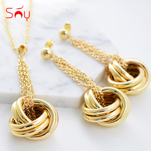 Sunny Jewelry Fashion Jewelry 2021 Jewelry Sets For Women Necklace Earrings Pendant Twisted Circles For Party Daily Anniversary