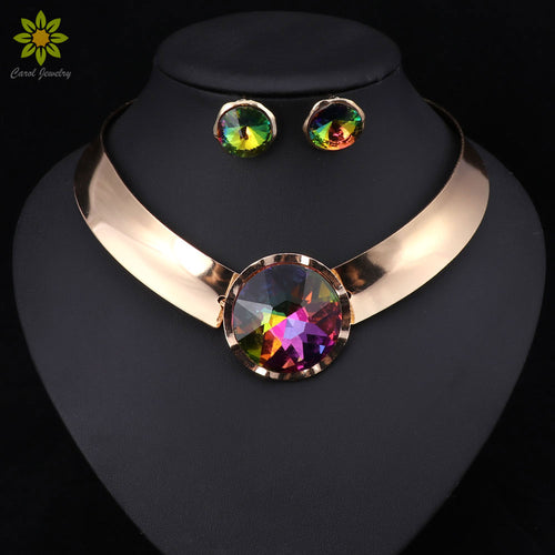 Color Women Jewelry Sets Trendy Necklace Earrings Statement Necklace For Party Wedding Fashion 2022
