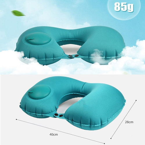 New Automatic Inflatable Travel Pillow U-Shape Airplane Neck Pillow Folding Portable Cushion Support Headrest Nap Car Pillow